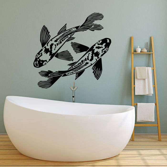Vinyl Wall Decal Japanese Asian Style Fishes Koi Carp Zen Fish Stickers Mural (g2054)