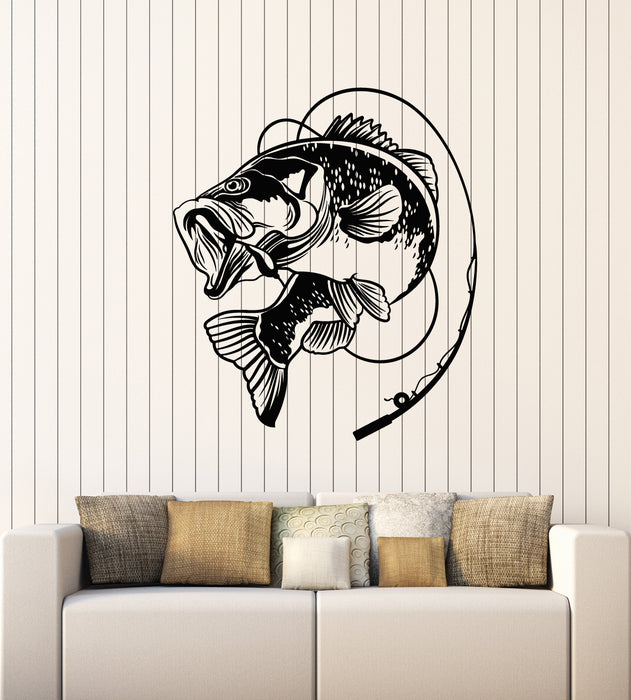 Vinyl Wall Decal Fishing Fish Caught Hobby Tackle Rod Stickers Mural (g2182)