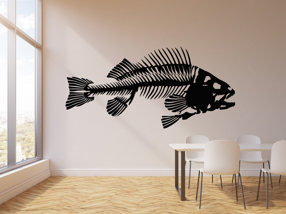 Vinyl Wall Decal Fishing Skeleton Fish Ocean Sea Stickers Mural