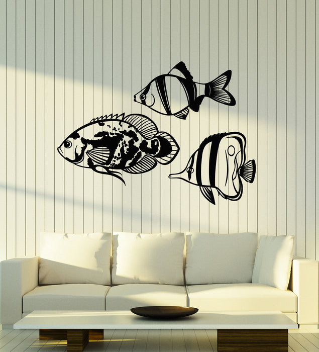 Vinyl Wall Decal Aquarium Ocean Fishing Store Nursery Marine Style Stickers Mural (g1435)