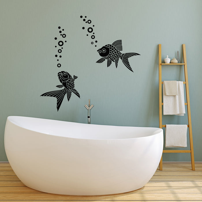 Vinyl Wall Decal Aquarium Fish Sea Ocean Water Bubbles Bathroom Art Stickers Mural (g1963)