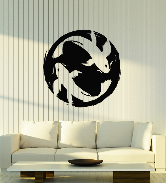 Vinyl Wall Decal Asian Style Koi Carp Couple Fish Zen Japanese Stickers Mural (g2183)