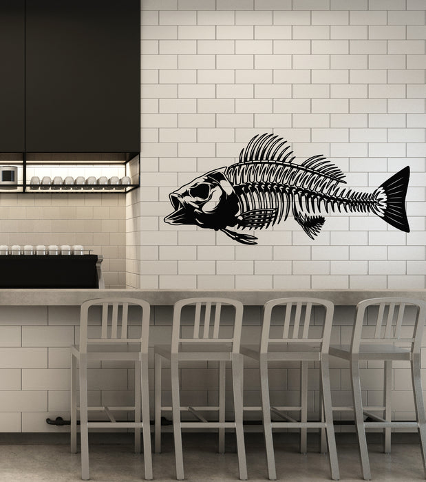 Vinyl Wall Decal Seafood Fishing Skeleton Marine Food Fish Bones Stickers Mural (g4575)
