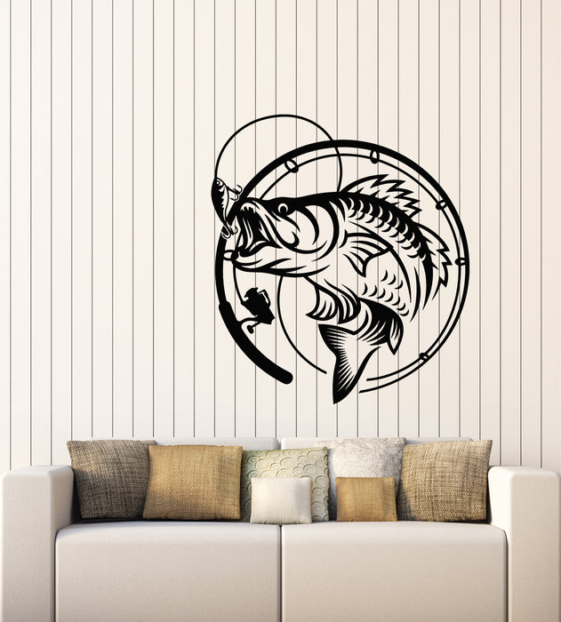 Vinyl Wall Decal Fishing Rod Fisherman Fish Sport Hobby Tackle Stickers Mural (g6560)