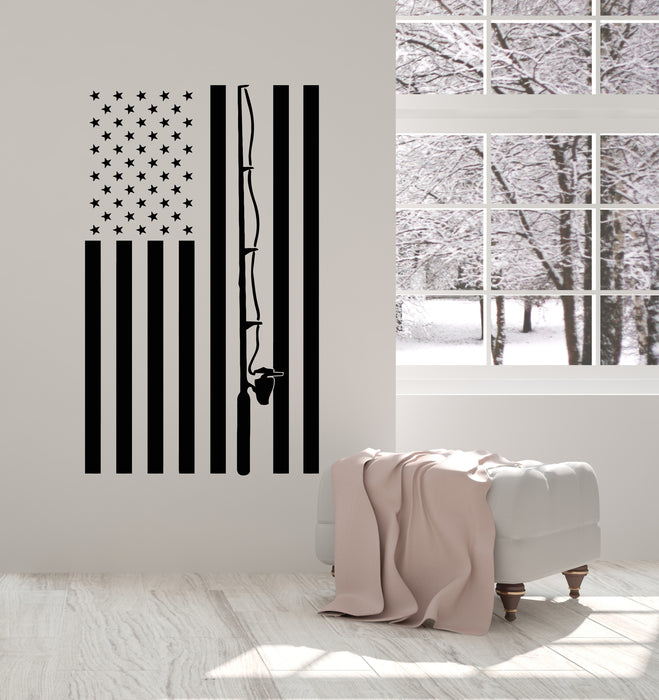 Vinyl Wall Decal Fishing Rod American Flag Patriot Fisher Stickers Mur Wallstickers4you Vinyl Wall Decal Fishing Rod American Flag Patriot Fisher Stickers Mur Wallstickers4you