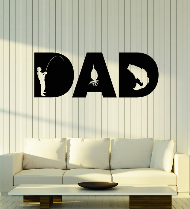 Виниловая наклейка на стену Папа Фишер Удочка Сом Рыбак Декор Наклейки Фреска (g7125)