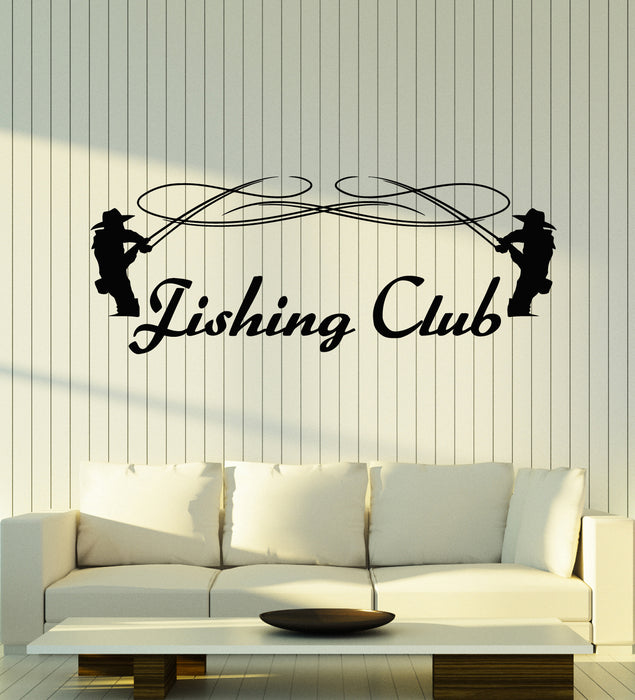 Vinyl Wall Decal Fishing Club Fish Store Hobby Man Decor Stickers Mural (g2555)