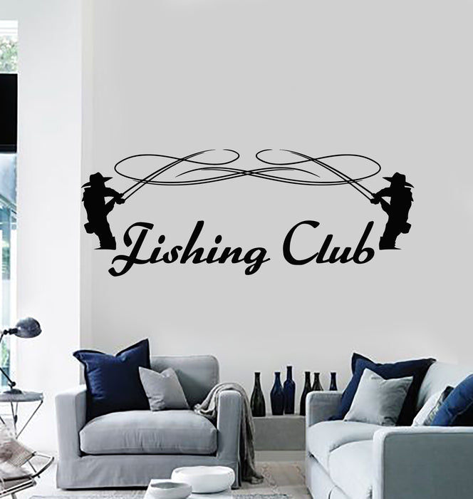 Vinyl Wall Decal Fishing Club Fish Store Hobby Man Decor Stickers Mural (g2555)