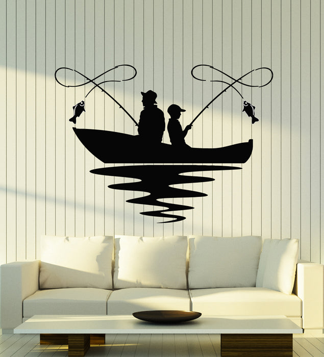 Vinyl Wall Decal Fishing Lake Boat Hobby Fish Club Relax Stickers Mural (g1196)