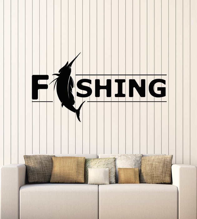 Vinyl Wall Decal Fishing Hobby Decor For Fisher Catching Fish Store Stickers Mural (g2590)