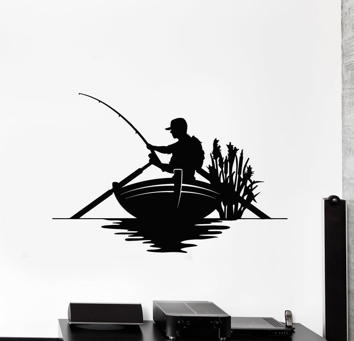 Vinyl Wall Decal Fishing Club Catch Fish Hobby Fisher Boat Stickers Mural (g755)