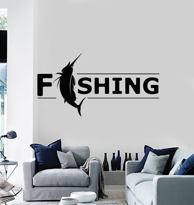 Vinyl Wall Decal Fishing Hobby Decor For Fisher Catching Fish Store Stickers Mural (g2590)