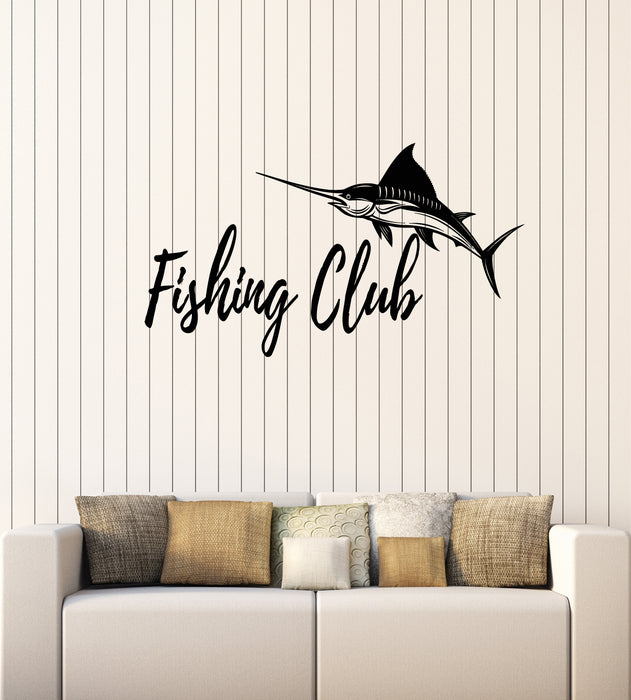 Vinyl Wall Decal Fishing Club Fish Hobby Fisherman Store Stickers Mural (g3969)