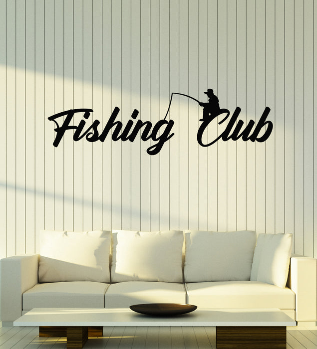Vinyl Wall Decal Fishing Club Fisherman Catch Fish Marine Food Stickers Mural (g4000)