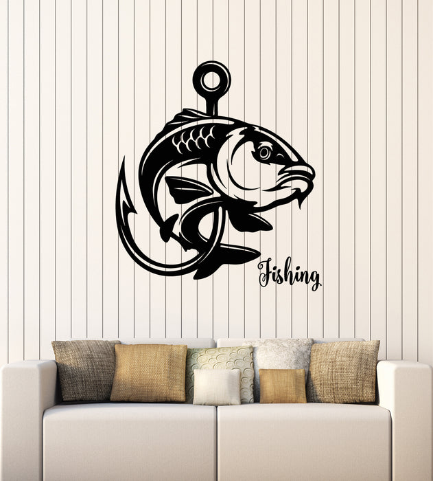Vinyl Wall Decal Fish Sport Club Fishing Hobby Fisherman Catfish Stickers Mural (g3610)