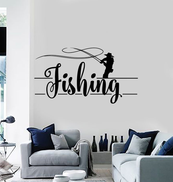Autocollant mural en vinyle pour pêche Hobby Club Fisher Catfish Fish Rod Stickers Mural (g3613)