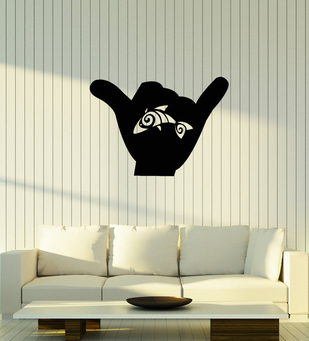 Vinyl Wall Decal Finger Fish Store Shark Sea Animal Hand Stickers Mural (g3614)