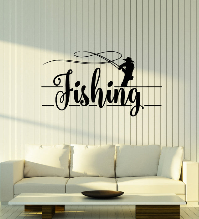 Autocollant mural en vinyle pour pêche Hobby Club Fisher Catfish Fish Rod Stickers Mural (g3613)