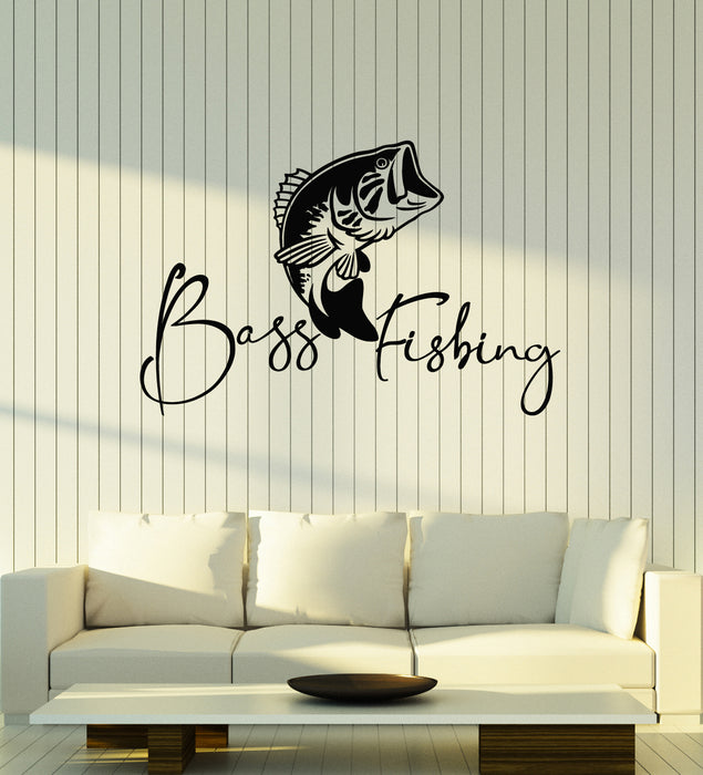 Vinyl Wall Decal Words Sea Bass Fishing Fish & Hunt Hobby Stickers Mural (g3813)