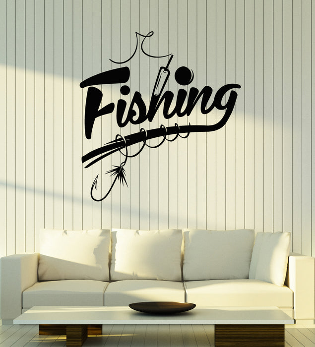 Vinyl Wall Decal Fish Hobby Fishing Pole Hunting Store Decor