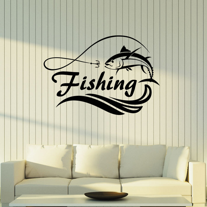 Vinyl Wall Decal Sea Marine Fishing Store Fish Catch Hobby Stickers Mural (g8294)