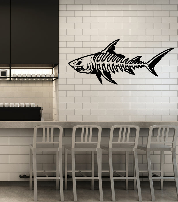 Vinyl Wall Decal Fishing Skeleton Marine Food Dangerous Fish Stickers Mural (g3004)