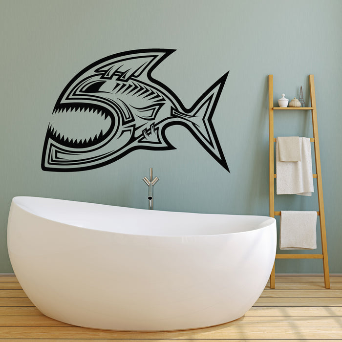 Vinyl Wall Decal  See Underwater Cartoon Fish  Ocean Predator Stickers Mural (g5704)