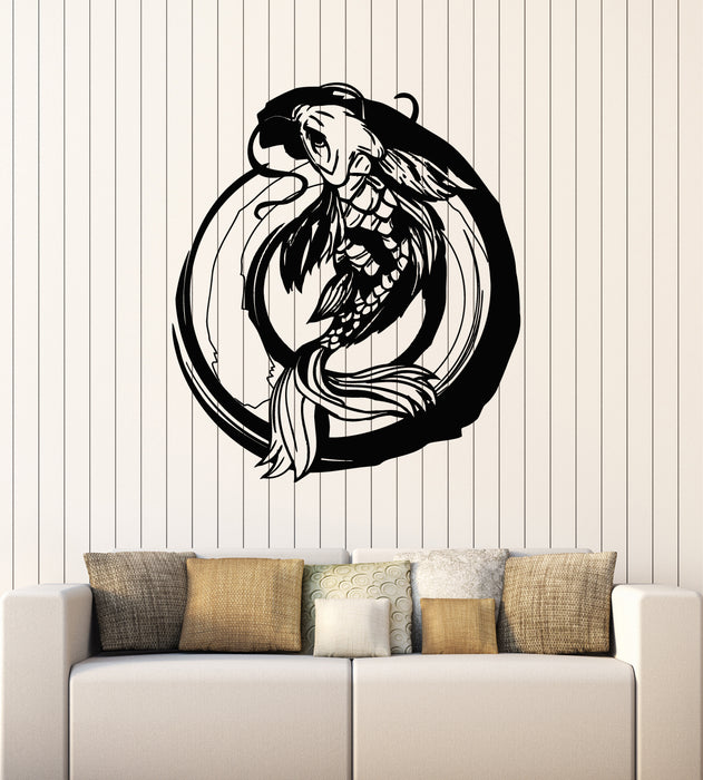 Vinyl Wall Decal  Koi Fish Drawing Asian Style Japanese Decor Stickers Mural (g7536)