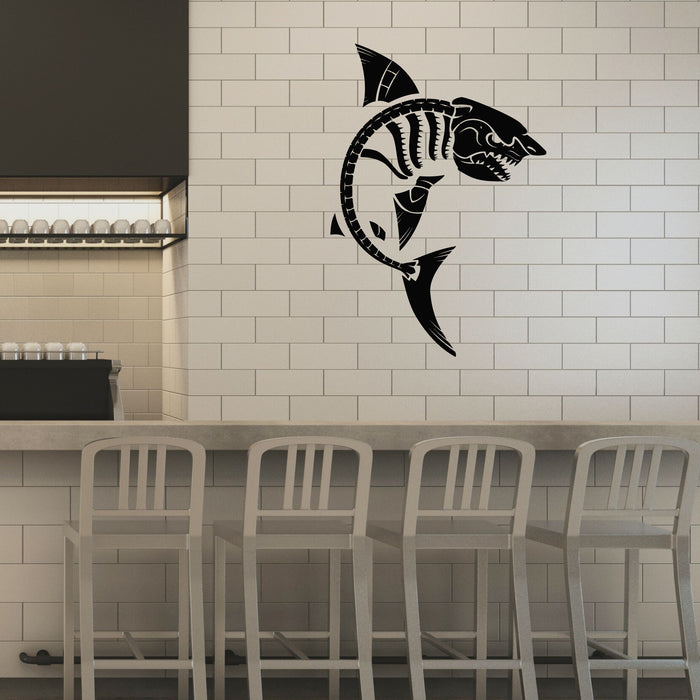 Vinyl Wall Decal Angry Skeleton Fish Skull Fisher Shop Decor Stickers Mural (g8227)