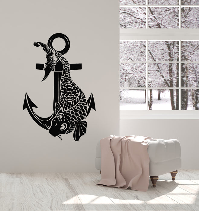 Vinyl Wall Decal Anchor Ship Sea Marine Style Fish Fishing Stickers Mu —  Wallstickers4you