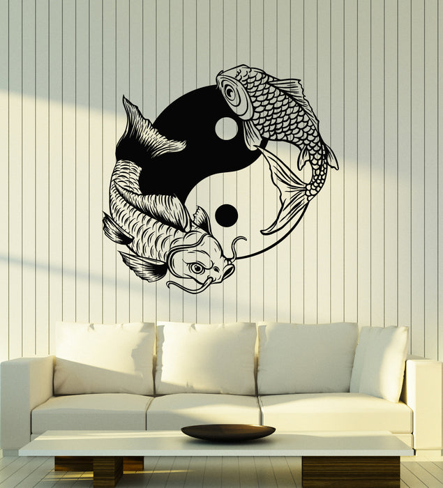Vinyl Wall Decal Couple Fish Chinese Goldfish Yin Yang Symbol Stickers Mural (g4993)