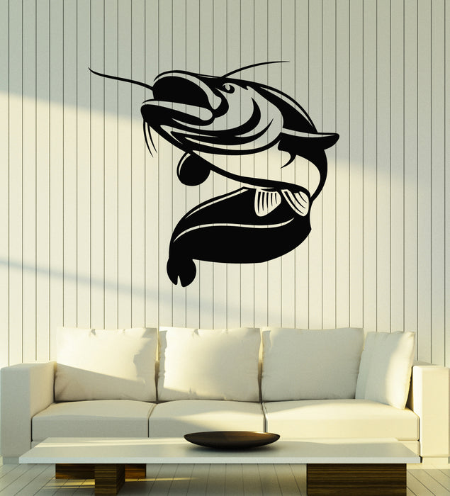 Vinyl Wall Decal Catfish Fish Fisher Hobby Store Lake Boat Stickers Mu —  Wallstickers4you
