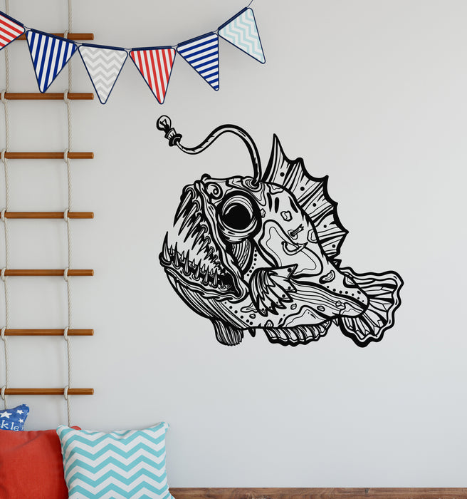 Vinyl Wall Decal Tribal Fish Anglerfish Ocean Life Undersea World Stickers Mural (g7507)