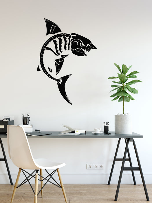 Vinyl Wall Decal Angry Skeleton Fish Skull Fisher Shop Decor Stickers Mural (g8227)