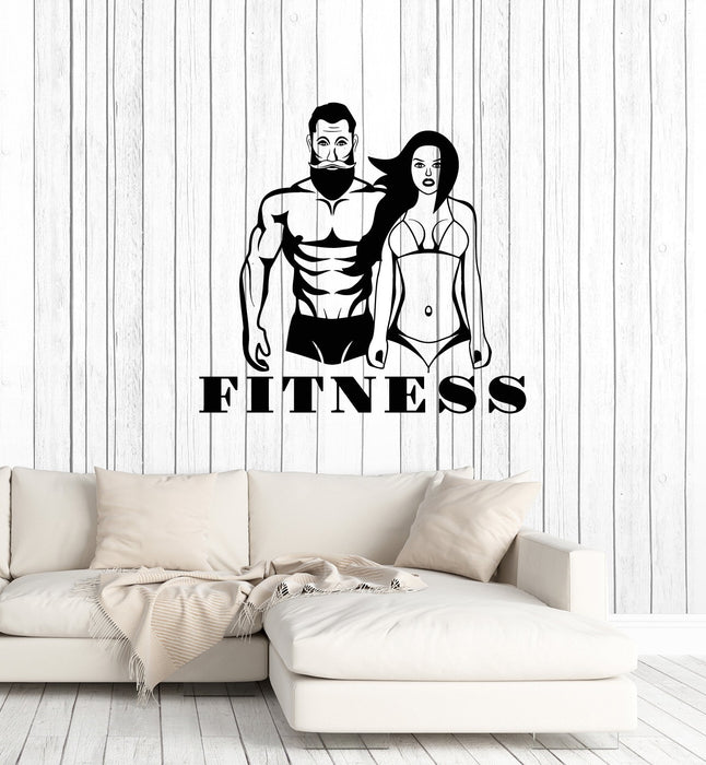 Виниловые наклейки на стену Фитнес Пара Спорт Домашний спортзал Украшения Искусство Наклейки Фреска (ig5595)