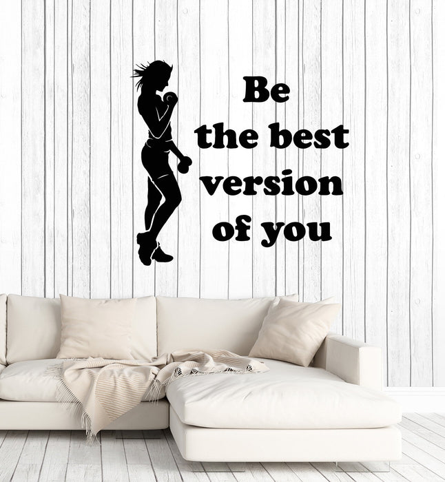 Vinyl Wall Decal Fitness Girl Gym Woman Quote Motivational Inspire Art Stickers Mural (ig5258)