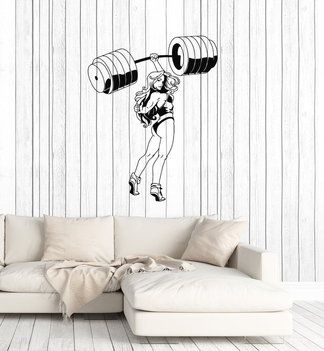 Виниловая наклейка на стену Фитнес Девушка Спорт Женщина Украшение для спортзала Бодибилдинг Наклейки Фреска (ig5617)