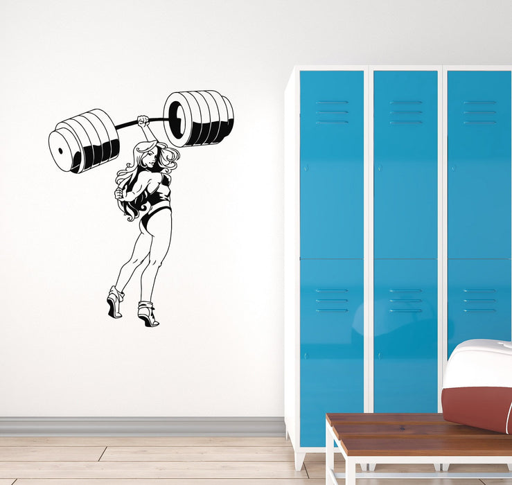 Виниловая наклейка на стену Фитнес Девушка Спорт Женщина Украшение для спортзала Бодибилдинг Наклейки Фреска (ig5617)