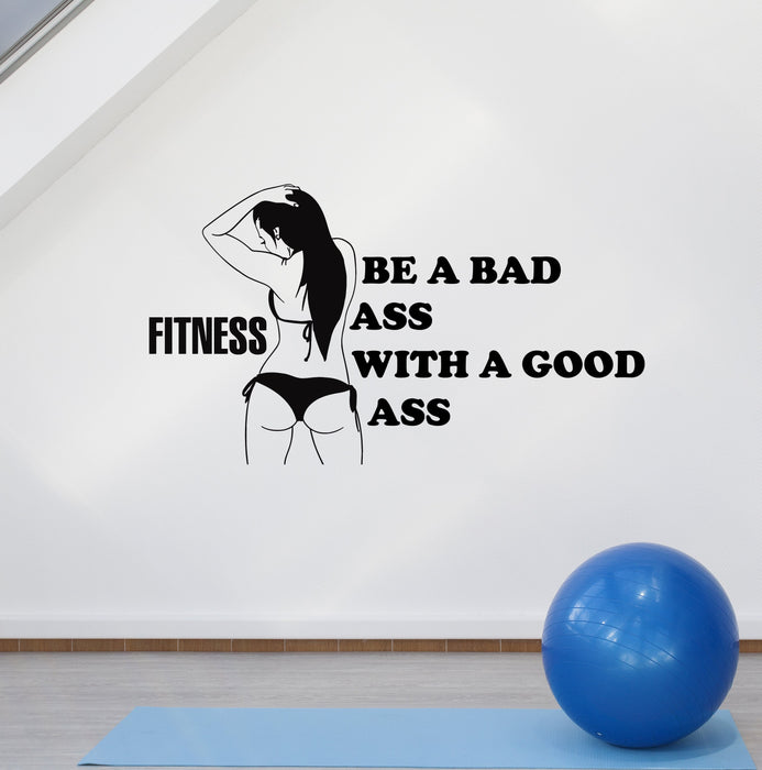 Vinyl Wall Decal Fitness Girl Sports Motivation Phrase for Ladyfriend Stickers Mural (ig5259)