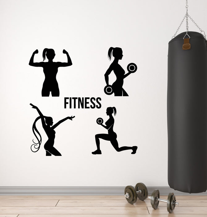 Vinyl Wall Decal Gym Fitness Girls Health Exercise Sport Decor Stickers Mural (g1649)