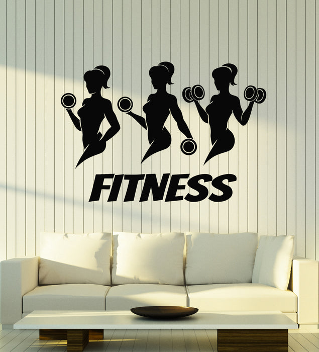 Виниловые наклейки на стену Фитнес Девушки Сексуальное тело Штанга Тренажерный зал Спорт Здоровье Наклейки Фреска (g2372)