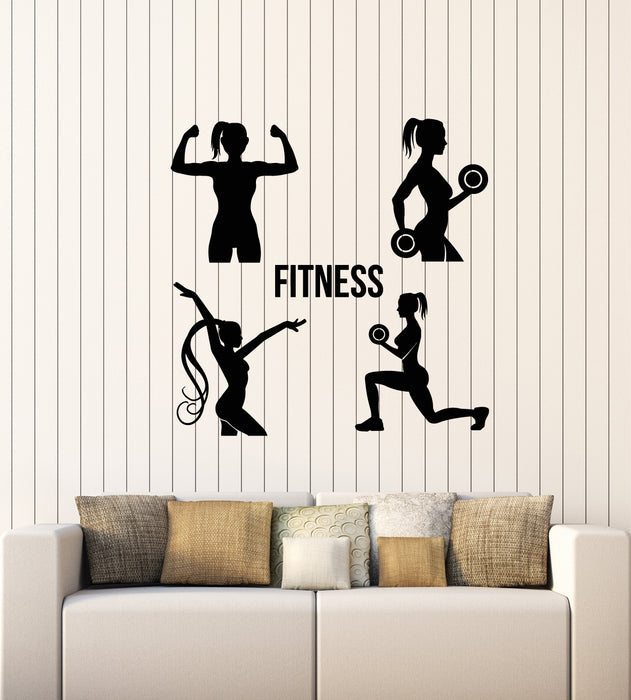 Vinyl Wall Decal Gym Fitness Girls Health Exercise Sport Decor Stickers Mural (g1649)