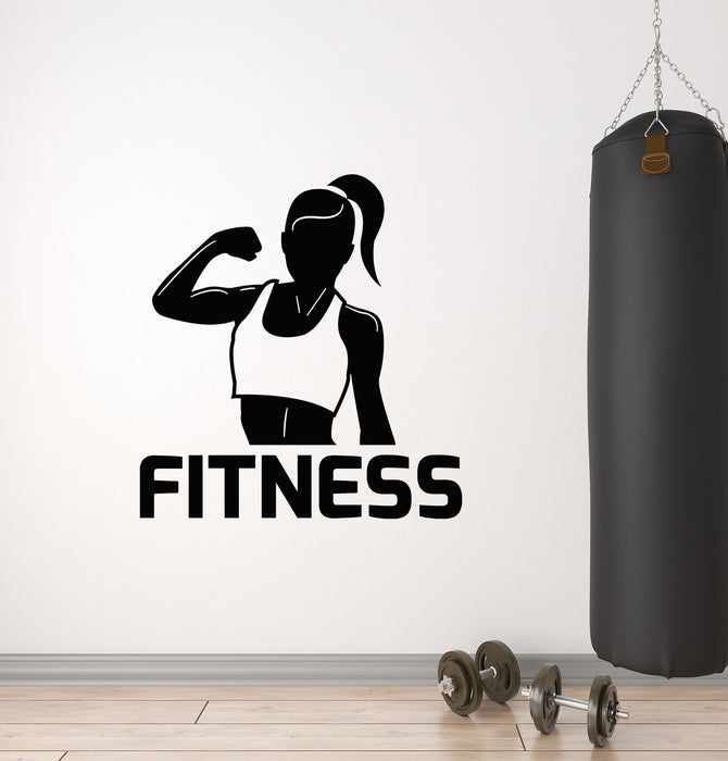 Vinyl Wall Decal Fitness Girl Sport Club Health Muscle Gym Stickers Mural (g1712)