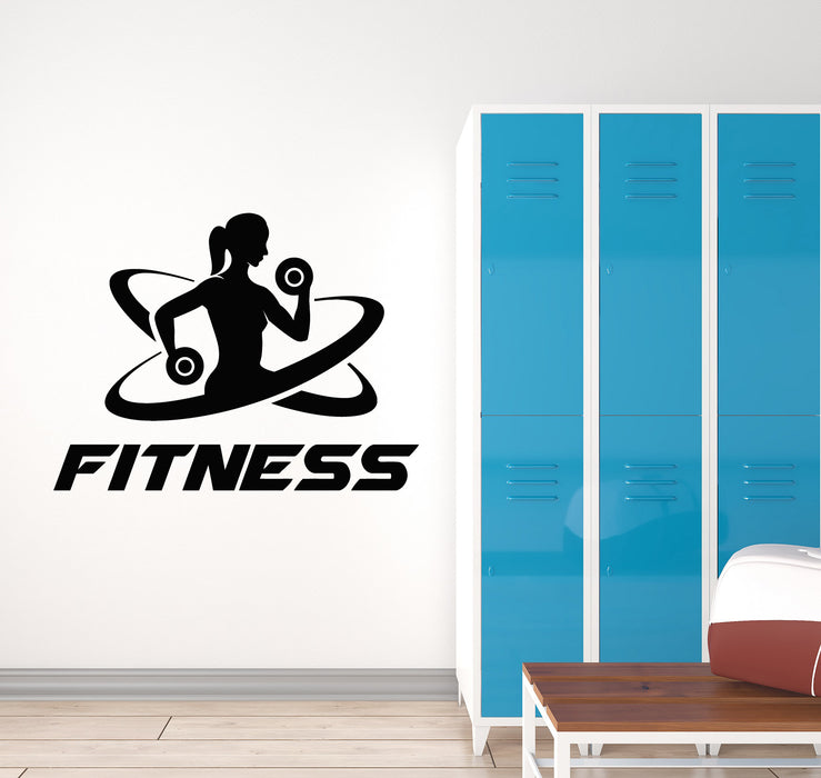 Vinyl Wall Decal Fitness Girl Woman Sports Healthy Lifestyle Home Gym Stickers Mural (g723)