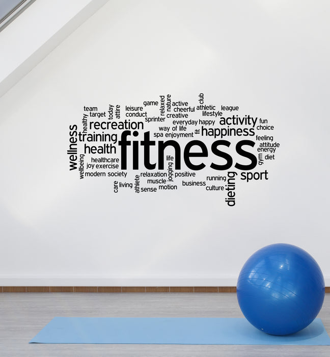 Vinyl Wall Decal Fitness Home Gym Center Health Wellness Words Stickers Mural (ig6181)