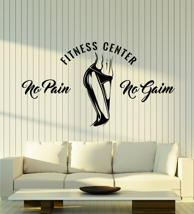 Vinyl Wall Decal Sport Beautiful Body Gym Fitness No Pain No Gain Fitness Stickers Mural (g6957)
