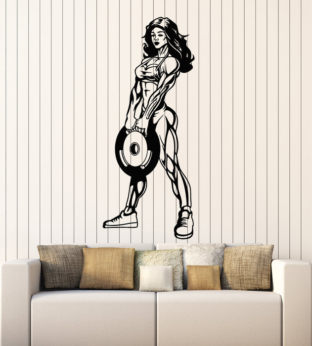Vinyl Wall Decal Sports Healthy Muscle Woman Gym Fitness Stickers Mural (g3450)