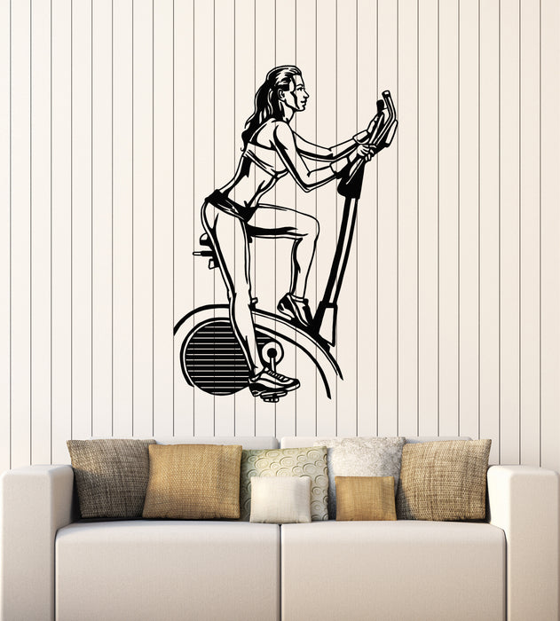 Vinyl Wall Decal Fitness Center Girl Woman Sports Attributes Gym Stickers Mural (g3840)