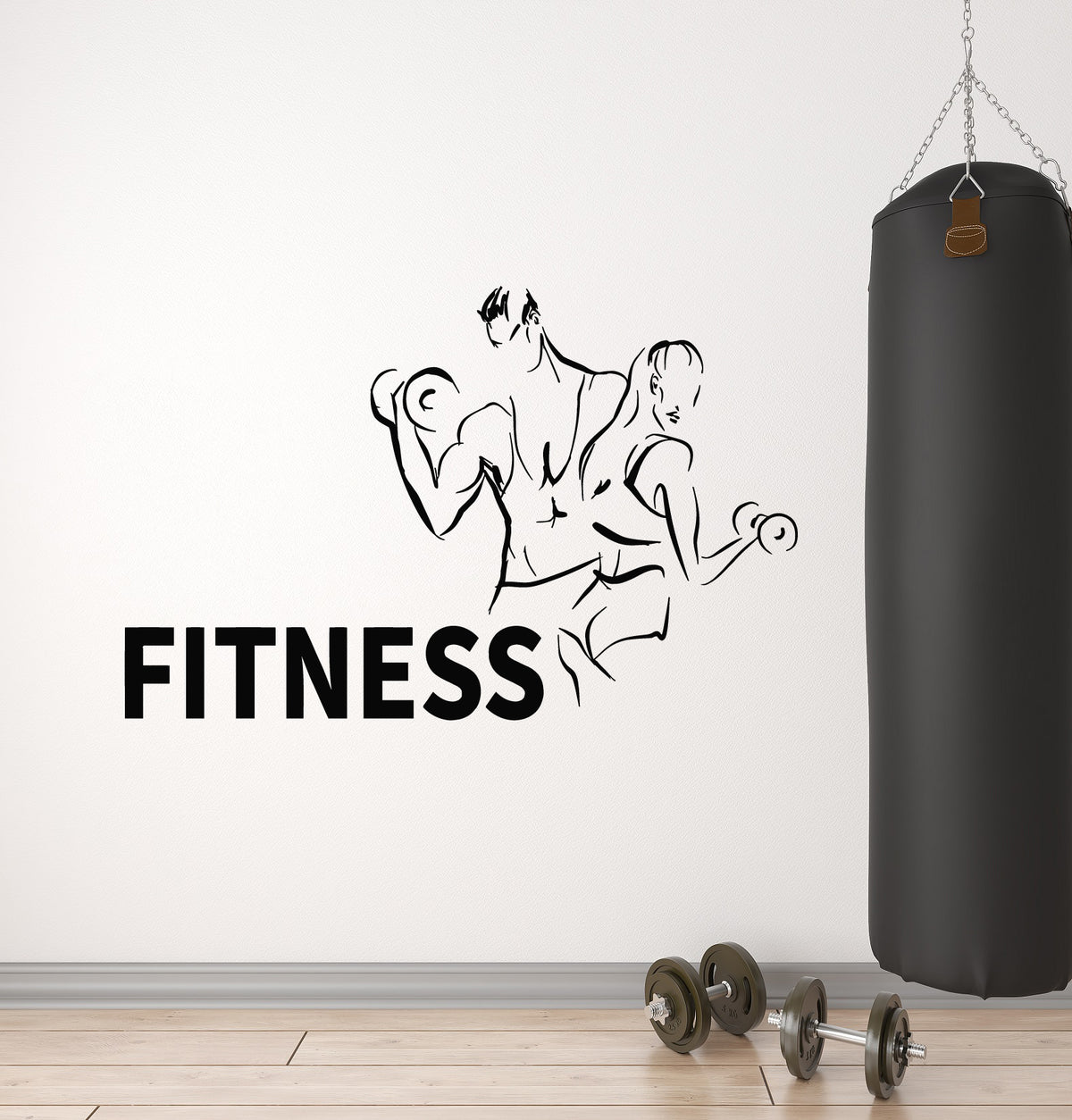Vinyl Wall Decal Man Woman Fitness Sport Club Bodybuilding Gym Sticker ...