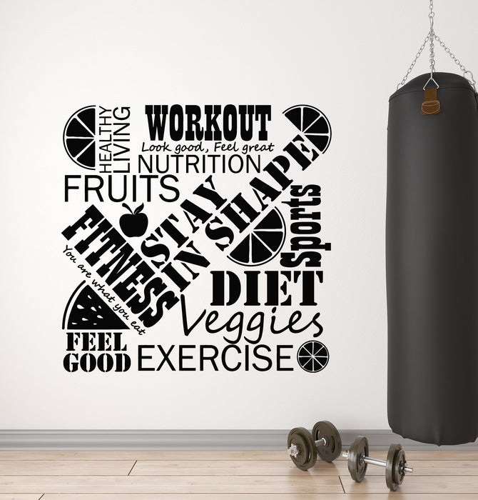 Vinyl Wall Decal Fitness Feel Good Gym Workout Sports Diet Stickers Mural (g5036)